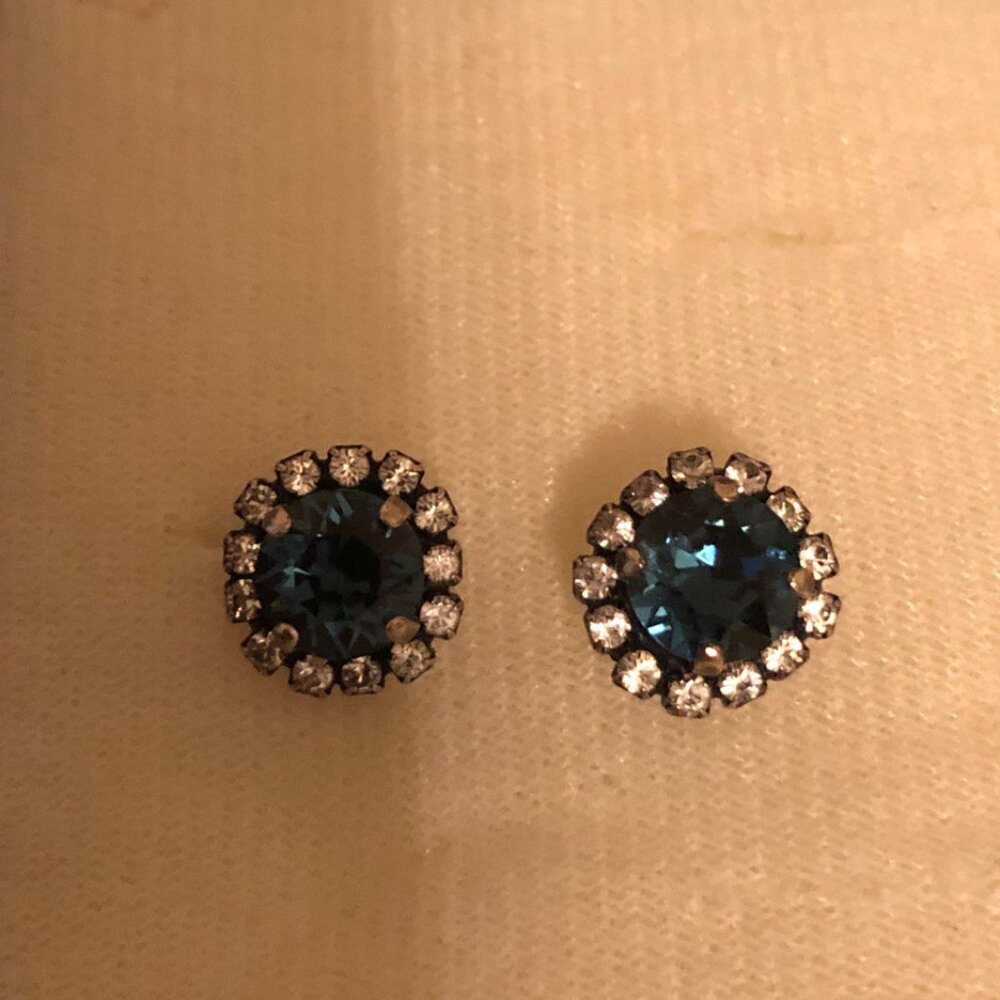 Handmade earrings with blue  stones.